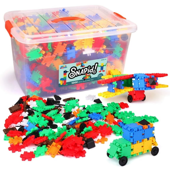 Snapid Building Bricks 1000 Pcs Connecting Toy, Durable Colorful Block Set w Storage, Interlinking Construction Blocks for Kids STEM Development, Creativity and Educational Children Toys, 4+