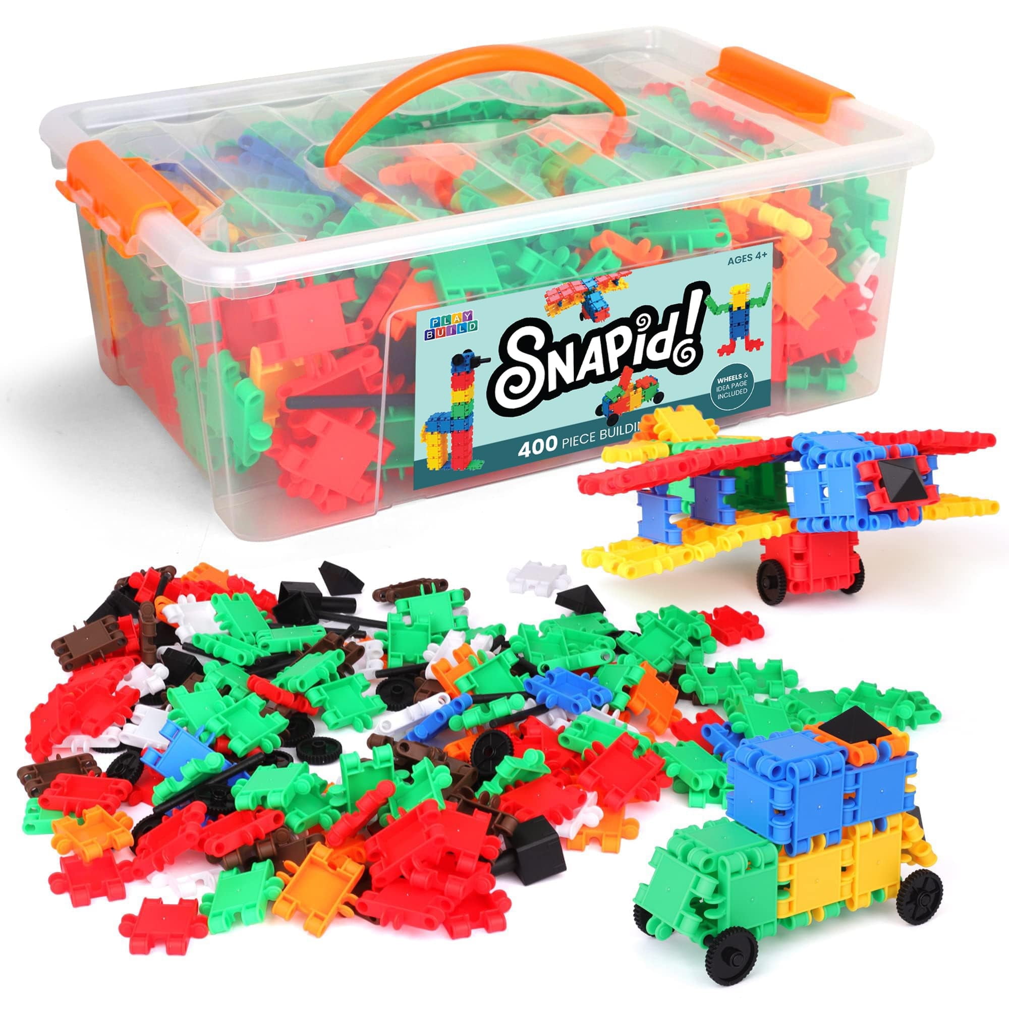 SNAPZ 400 Pcs Interlinking Building Bricks - Durable Block Set w