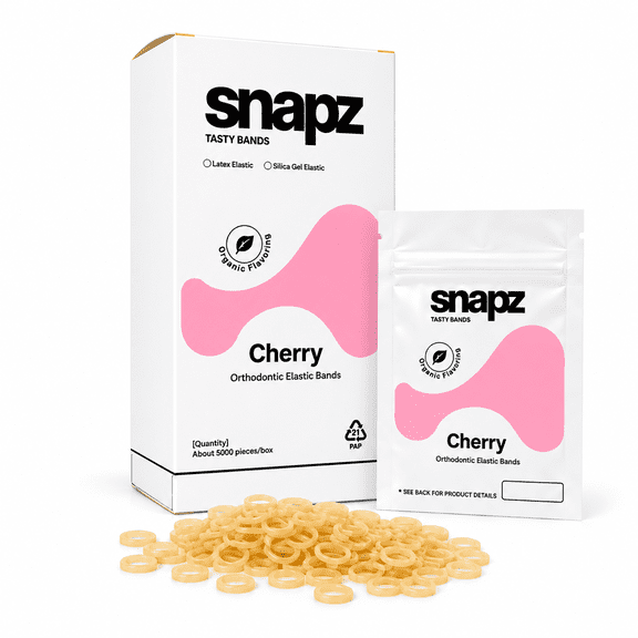 SNAPZ TASTY BANDS CHERRY ORTHODONTIC ELASTICS POP BOX (5,000 BANDS)