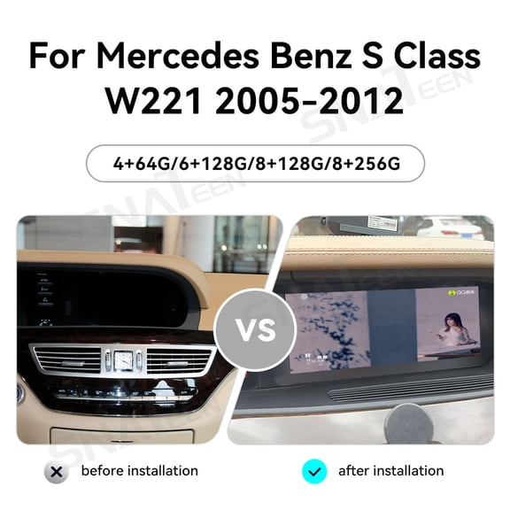 SNATEEN 10.25 inch Carplay Screen/Radio/Multimedia Player for Mercedes-Benz S Class W221 2005-2012 Car Navigation/GPS Android 14 Upgrade Headunit 1080P Device Replace System
