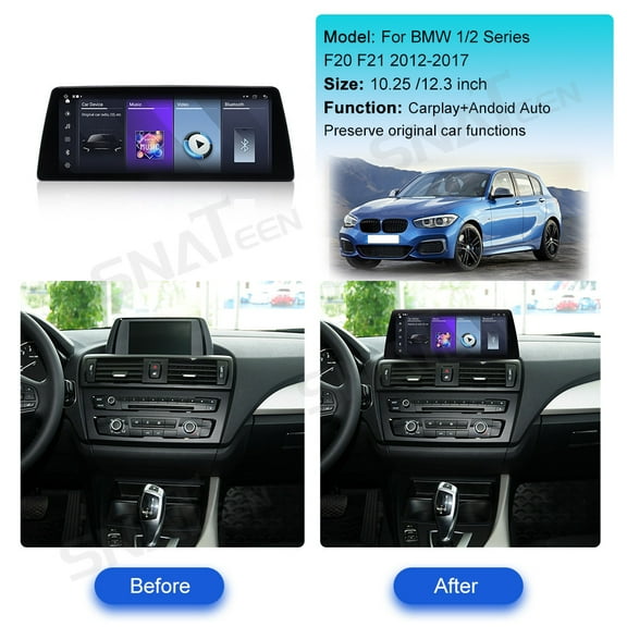 SNATEEN 10.25 inch Linux Carplay Screen/Radio/Multimedia Player for BMW 1/2 Series F20 F21 2012-2017 EVO Universal Car Navigation/GPS Upgrade Headunit Display 1080P Touch Screen Replace System