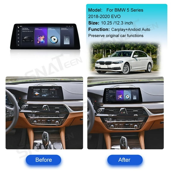 SNATEEN 10.25 inch Linux Carplay Screen/Radio/Multimedia Player for BMW 5 Series 2018-2020 EVO Universal Car Navigation/GPS Upgrade Headunit Display 1080P Touch Screen Replace System