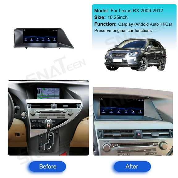 SNATEEN 10.25 inch Linux Carplay Screen/Radio/Multimedia Player for Lexus RX 2009 2010 2011 2012 Universal Car Navigation/GPS Upgrade Headunit Display 1080P Touch Screen Replace System