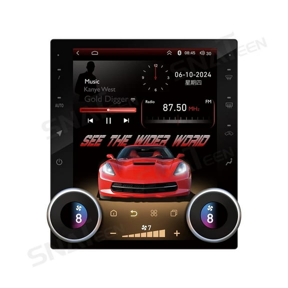 SNATEEN 10.4 inch Android Carplay Car Radio Multimedia Player for Corvette C6 2005-2013 Stereo Upgrade Touch Screen GPS Navigation Universal Head Unit Audio Display Receiver