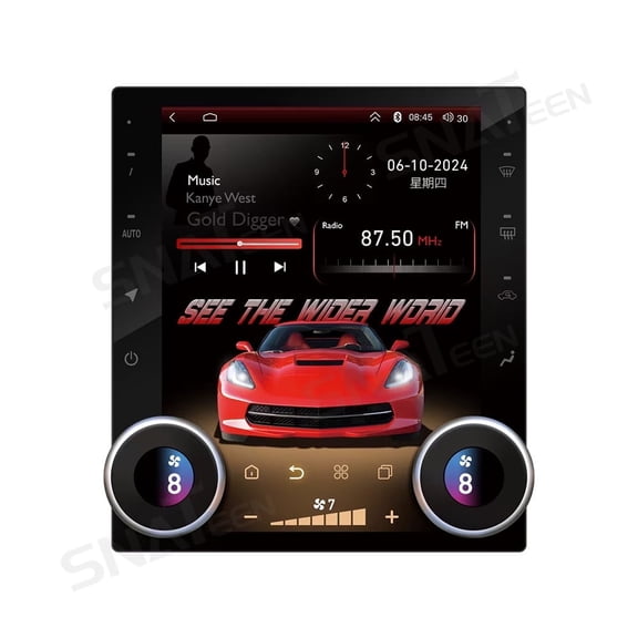 SNATEEN 10.4 inch Android Carplay Car Radio Multimedia Player for Corvette C6 2005-2013 Stereo Upgrade Touch Screen GPS Navigation Universal Head Unit Audio Display Receiver