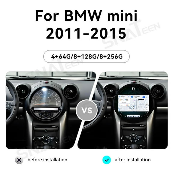 SNATEEN 11.7 inch Carplay Screen/Radio/Multimedia Player for BMW Mini 2011-2015 Models Universal Car Navigation/GPS Upgrade Headunit Android Display 1080P Touch Screen Replace System Accessories
