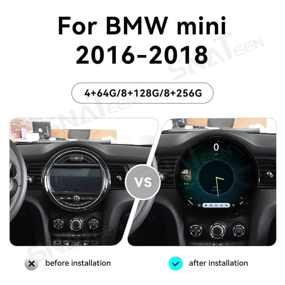 SNATEEN 11.7 inch Carplay Screen/Radio/Multimedia Player for BMW Mini 2016 2017 2018 Models Universal Car Navigation/GPS Upgrade Headunit Android Display 1080P Touch Screen Replace System Accessories