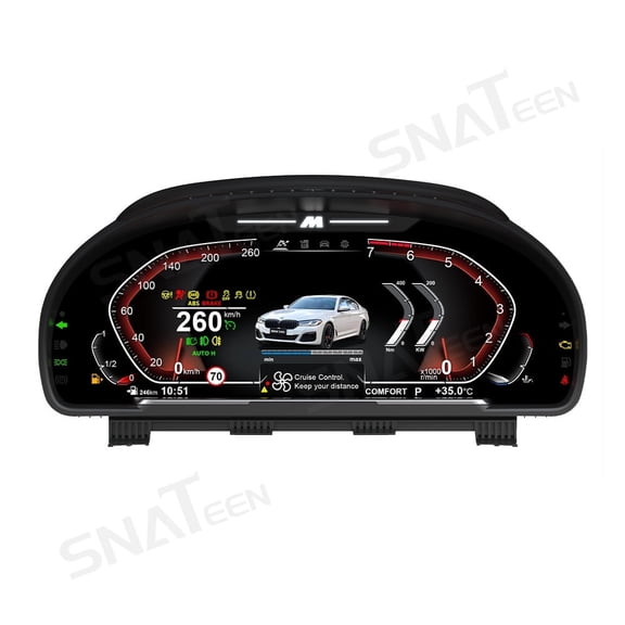 SNATEEN Car Digital Cluster LCD Screen Instrument Panel for BMW 5 Series,6 Series,7 Series,X3,X4,X5,X6 Models Virtual Cockpit Speedometer Dashboard Upgrade Universal Fit Linux Car Accessories