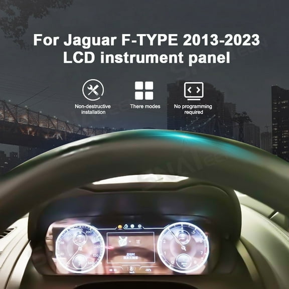 Car Digital Cluster LCD Screen Instrument Panel for Land Rover Jaguar F-TYPE 2013-2023 Models Virtual Cockpit Speedometer Dashboard Upgrade Universal Fit Linux Car Accessories