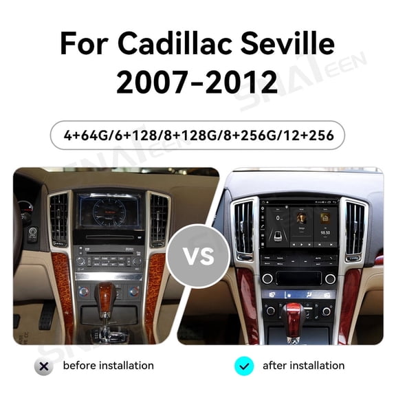 SNATEEN 12.3 inch Carplay Screen/Radio/Multimedia Player for Cadillac Seville 2007-2012 Models Universal Car Navigation/GPS Upgrade Headunit Android Display 1080P Touch Screen Replace System