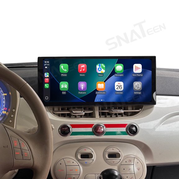SNATEEN 12.3 inch Carplay Screen/Radio/Multimedia Player for Fiat 500 2007-2024 Models Universal Car Navigation/GPS Upgrade Headunit Android Display 1080P Touch Screen Replace System