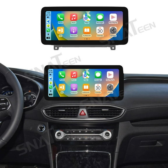 SNATEEN 12.3 inch Carplay Screen/Radio/Multimedia Player for Hyundai Santa Fe 2019 2020 2021 Model Universal Car Navigation/GPS Upgrade Headunit Android Display 1080P Touch Screen Replace System