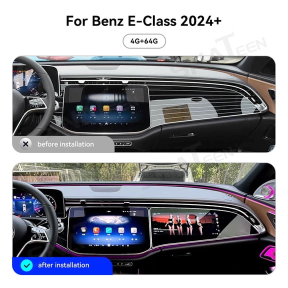 SNATEEN 12.3 inch Passenger Carplay Screen/Radio/Multimedia Player for Benz E-Class 2024+ Universal Car Navigation/GPS Upgrade Headunit Android 1080P Touch Screen Device Receiver