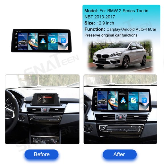 SNATEEN 12.9 inch Linux Carplay Screen/Radio/Multimedia Player for BMW 3 Series E92 2004-2011 CIC/CCC Universal Car Navigation/GPS Upgrade Headunit Display 1080P Touch Screen Replace System