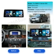 SNATEEN 12.9 inch Linux Carplay Screen/Radio/Multimedia Player for BMW 5 Series E60 2003-2010 CCC Universal Car Navigation/GPS Upgrade Headunit Display 1080P Touch Screen Replace System
