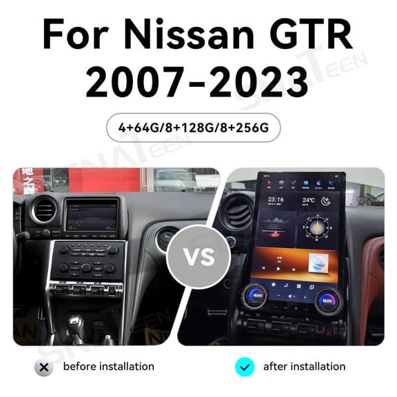 SNATEEN 14.5 inch Carplay Screen/Radio/Multimedia Player for Nissan GTR 2007-2023 Car Navigation/GPS Android 13 Upgrade Headunit 1080P Touch Screen Device Replace System