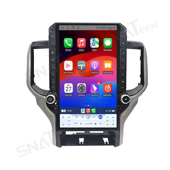 SNATEEN 14.5 inch Carplay Screen/Radio/Multimedia Player for Dodge Ram Trucks 2019-2023 Universal Car Navigation/GPS Upgrade Headunit Android 1080P Touch Screen Device Receiver