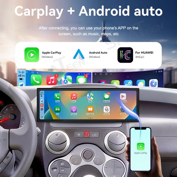 SNATEEN 14.9 inch Carplay Screen/Radio/Multimedia Player for Fiat Panda 2003-2012 Universal Car Navigation/GPS Upgrade Headunit Android Display 1080P Touch Screen Replace System