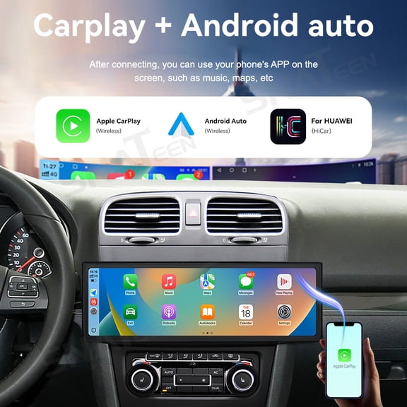 SNATEEN 14.9 inch Carplay Screen/Radio/Multimedia Player for Volkswagen Golf Mk 6 2007-2012 Universal Car Navigation/GPS Upgrade Headunit Android Display 1080P Touch Screen Replace System