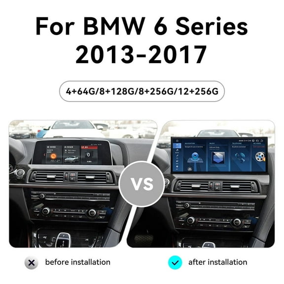 15.8 inch Carplay Screen Radio Multimedia Player for BMW 6 Series F06 F12 2013-2017 Models Universal Car Navigation GPS Upgrade Headunit Android Display Video 1080P Touch Screen Replace System