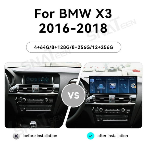 15.8 inch Carplay Screen Radio Multimedia Player for BMW X3 F30 F31 F34 F35 2016-2018 Models Universal Car Navigation GPS Upgrade Headunit Android Display Video 1080P Touch Screen Replace System