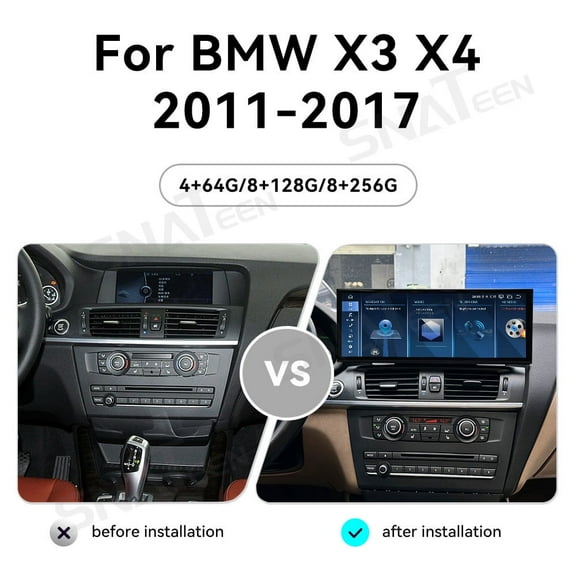 15.8 inch Carplay Screen Radio Multimedia Player for BMW X3 F30/F31/F34/F35 X4 F32/F33/F36 2011-2017 Models Universal Car Navigation GPS Upgrade Headunit Android Display Video 1080P Replace System