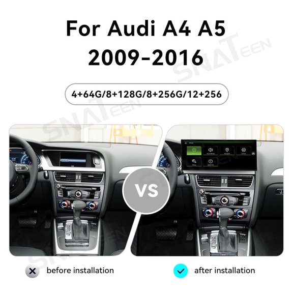 SNATEEN 15.8 inch Carplay Screen Radio Multimedia Player for Audi A4 A5 2009-2016 Models Universal Car Navigation GPS Upgrade Headunit Android Display Video 1080P Touch Screen Replace System