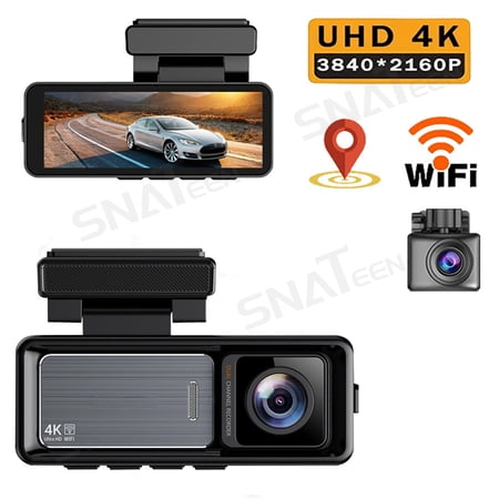 SNATEEN Car Dash Cam 4K+1080P Dual Front and Rear Camera,Built-in WiFi GPS,ADAS Driving Alerts,24H Parking Monitoring,Night Vision Car DVR Recorder Black Box