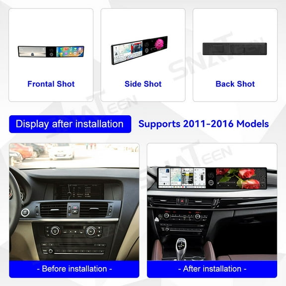 SNATEEN Dual 12.3 inch Carplay Screen/Radio/Multimedia Player for BMW X3 X4 2011-2016 Models Universal Car Navigation/GPS Upgrade Headunit Android Display 1080P Touch Screen Replace System