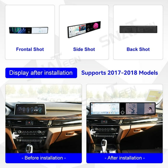 SNATEEN Dual 12.3 inch Carplay Screen/Radio/Multimedia Player for BMW X5/X6 2014-2018 Models Universal Car Navigation/GPS Upgrade Headunit Android Display 1080P Touch Screen Replace System