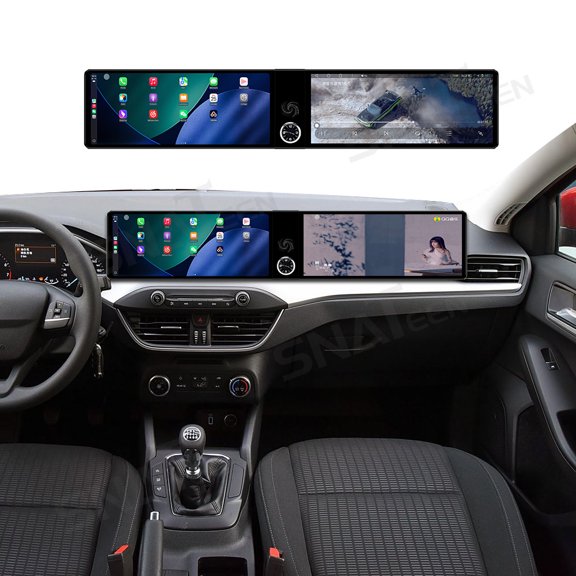 SNATEEN Dual 12.3 inch Carplay Screen/Radio/Multimedia Player for Ford Focus 2019 2020 2021 2022 Models Universal Car Navigation/GPS Upgrade Headunit Android Display 1080P Touch Screen Replace System