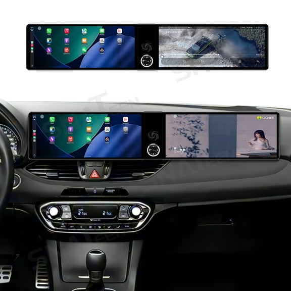 SNATEEN Dual 12.3 inch Carplay Screen/Radio/Multimedia Player for Hyundai 130 2017-2022 Models Universal Car Navigation/GPS Upgrade Headunit Android Display 1080P Touch Screen Replace System