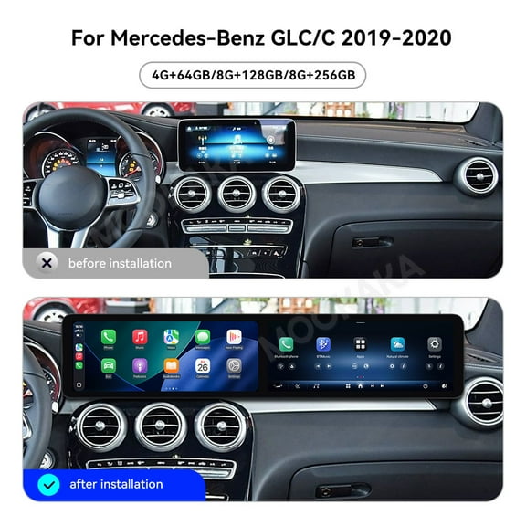 SNATEEN Dual 12.3 inch Carplay Screen/Radio/Multimedia Player for Mercedes-Benz GLC/C 2019-2020 Universal Car Navigation/GPS Upgrade Headunit Android Display 1080P Touch Screen Replace System