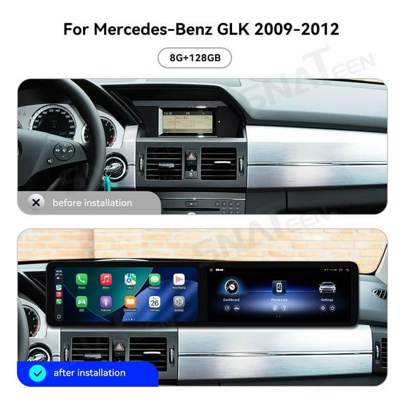 SNATEEN Dual 12.3 inch Carplay Screen/Radio/Multimedia Player for Mercedes-Benz GLK 2009 2010 2011 2012 Universal Car Navigation/GPS Upgrade Headunit Android Display 1080P Touch Screen Replace System