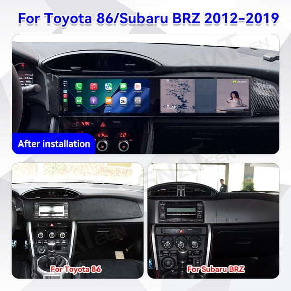 SNATEEN Dual 12.3 inch Passenger Carplay Screen/Radio/Multimedia Player for Toyota 86/Subaru BRZ 2012-2019 Universal Car Navigation/GPS Upgrade Headunit Android 1080P Touch Screen Receiver