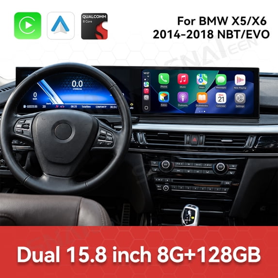 SNATEEN Dual 15.8 inch Carplay Screen/Radio for BMW X5/X6 2014-2018 ...