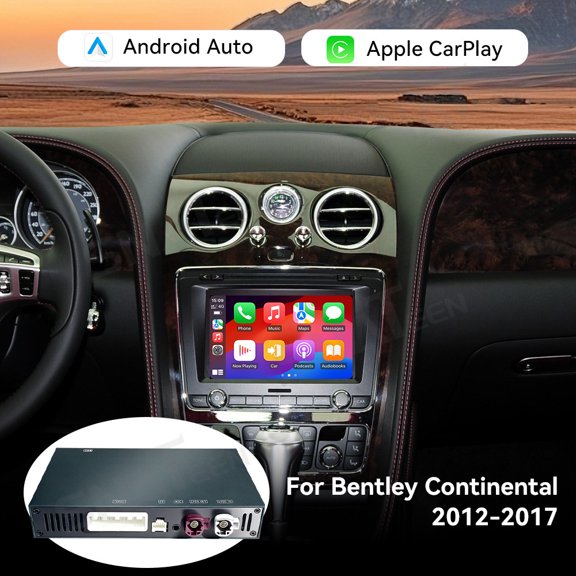 SNATEEN Wireless Carplay & Android Auto Decoder for Bentley Continental 2012-2017, OEM Screen Activation Kit with Mirror Link, USB/AirPlay, Steering Wheel Control