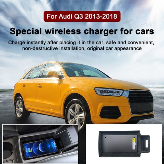 SNATEEN Wireless Charging Pad for Audi Q3 2013 2014 2015 2016 2017 2018 | Fast Qi Charger | Direct Fit Replacement Phone Charger Upgrade Easy Installation