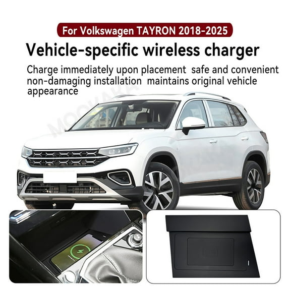SNATEEN Wireless Charging Pad for Volkswagen TAYRON 2018 2019 2020 2021 2022 2023 2024 2025 Fast Qi Charger Direct Fit Replacement Phone Charger Upgrade Easy Installation