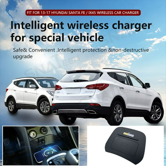 SNATEEN Wireless Charging Pad for Hyundai SANTA FE /IX45 2013-2017 Fast Qi Charger Direct Fit Replacement Phone Charger Upgrade Easy Installation