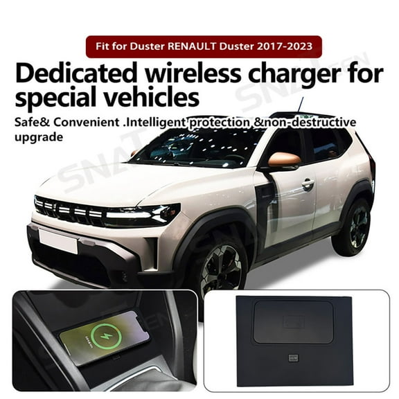 SNATEEN Wireless Charging Pad for RENAULT Duster 2017-2023 Fast Qi Charger Direct Fit Replacement Phone Charger Upgrade Easy Installation