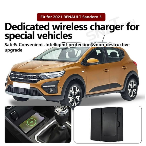 SNATEEN Wireless Charging Pad for RENAULT Sandero 3 2021 Fast Qi Charger Direct Fit Replacement Phone Charger Upgrade Easy Installation