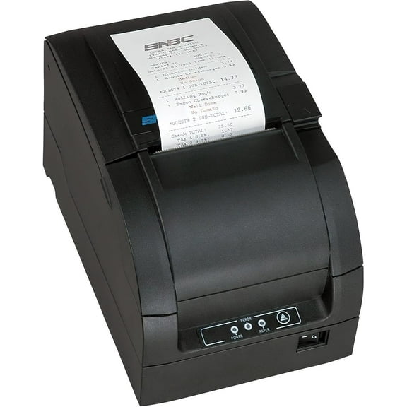 SNBC 132361 Model BTP-M300A Impact Receipt Printer, Black; USB, Serial, and Ethernet with Cutter, Internal Power Supply Compatible with Popular POS Software Applications