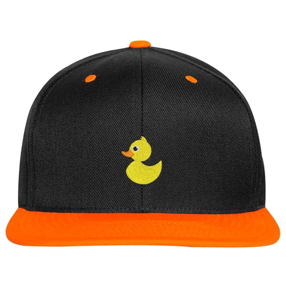 SNBCK Embroidered Rubber Duck Snapback Hat for Men and Women-RubberDuck-EM-0018-Black-Orange