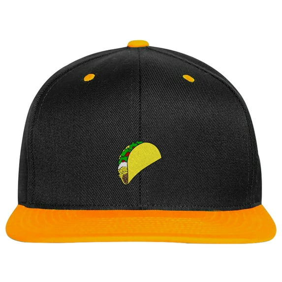 SNBCK Embroidered Taco Snapback Hat for Men and Women-EM-0017-Black-Yellow