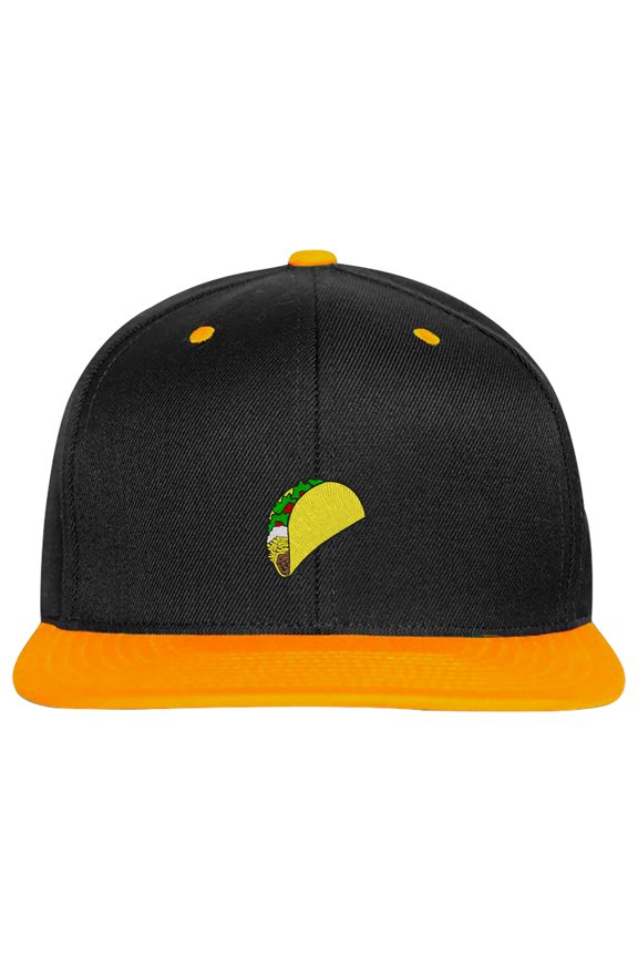SNBCK Embroidered Taco Snapback Hat for Men and Women-EM-0017-Black-Yellow