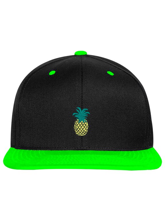 SNBCK Pineapple Embroidered Snapback Hat for Men and Women-EM-0009-Black-Green