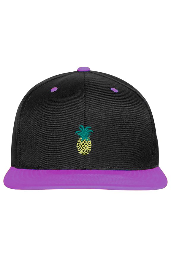 SNBCK Pineapple Embroidered Snapback Hat for Men and Women-EM-0009-Black-Purple