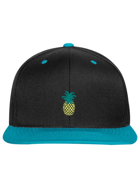 SNBCK Pineapple Embroidered Snapback Hat for Men and Women-EM-0009-Black-Teal