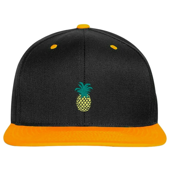 SNBCK Pineapple Embroidered Snapback Hat for Men and Women-EM-0009-Black-Yellow
